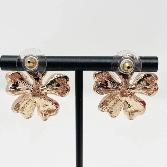 JTV Off Park Collection Pink Ombre Crystal Rose Tone Flower Earrings - Picture 6 of 7